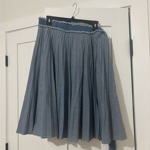 Blue Denim Pleated Skirt